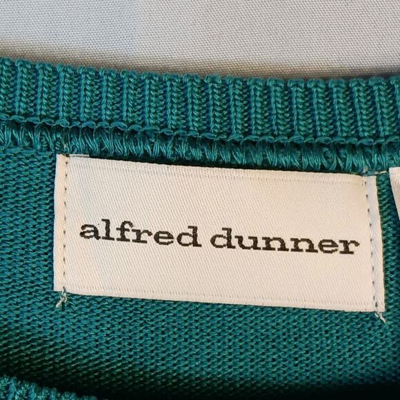 ALFRED DUNNER Spring Sweater Womens Medium Short Sleeve Teal Acrylic EUC - Picture 2 of 7